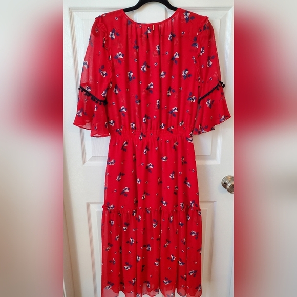 Misa Los Angeles Raquel Midi Dress- Red Floral/ Size Small - Picture 4 of 6
